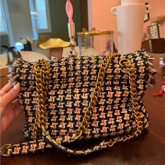 Kurt Geiger Black and Gold Shoulder Bag with Chain - Picture 2 of 2